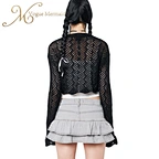 black long sleeve crochet top