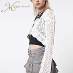white long sleeve crochet top